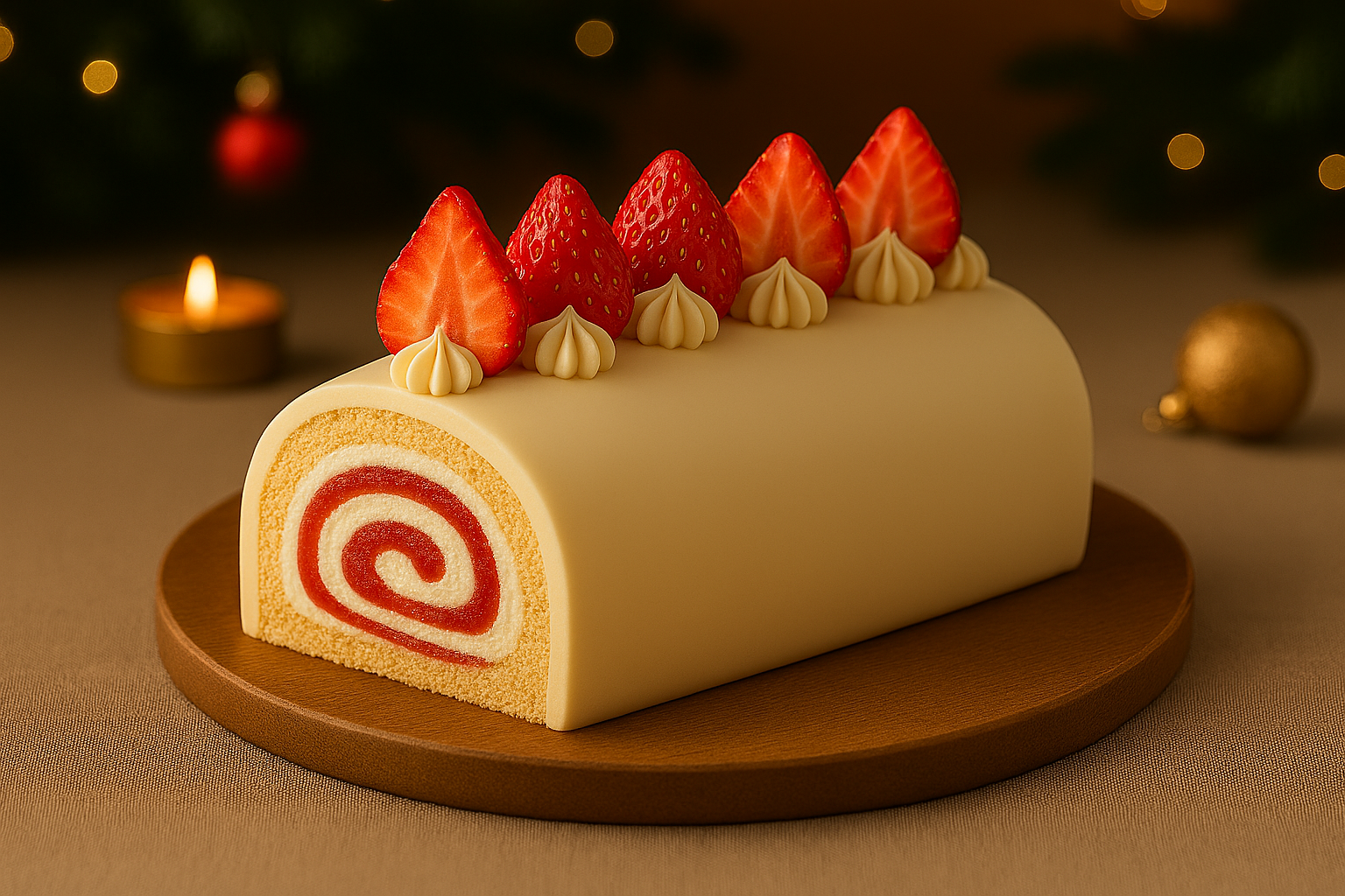 Bûche Fraisier Sans Gluten 6p